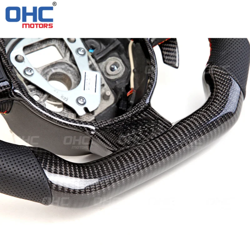 For  Audi R8 2010-2012 old model perForated leather carbon fiber car steering wheel modification