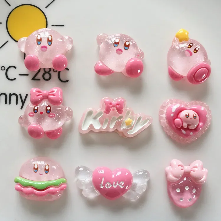 5pcs kirby series cute cartoon resin flatback cabochons diy crafts materials jewelry making charms