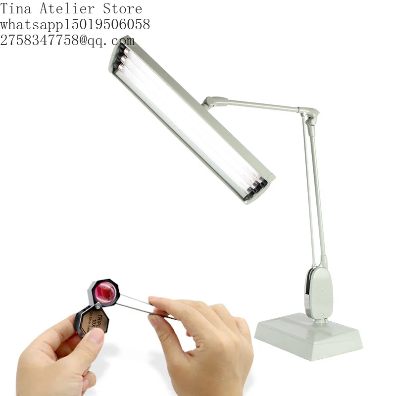 Specialized in Jewelry Grading Led Tube Light Weighted Base Two Bulbs Swing Arm Working Desk Table Lamp
