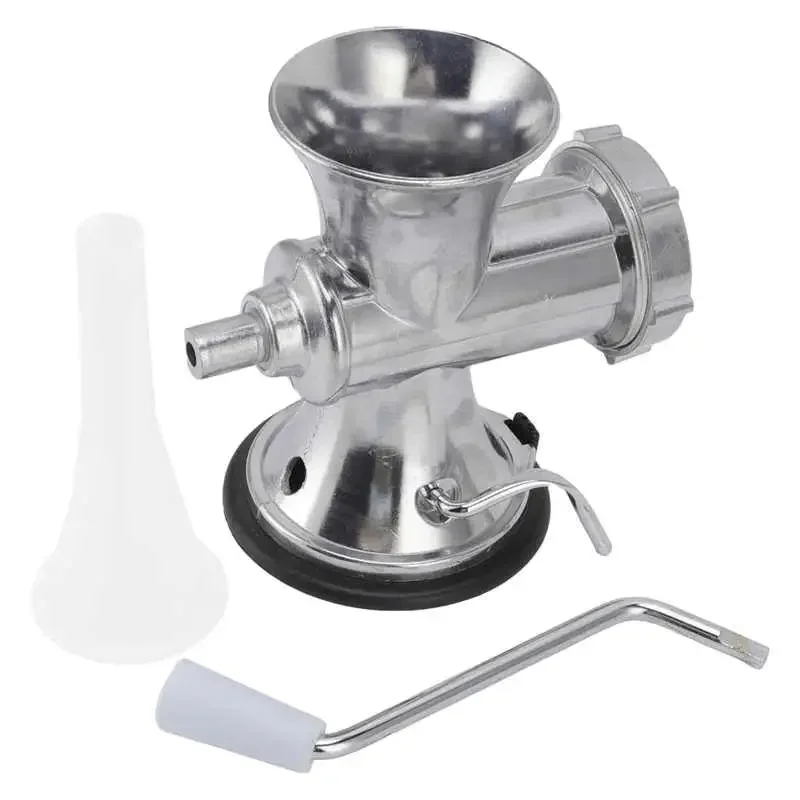 Silver Manual Meat Grinder - Suction Cup Type Mincing Machine | Aluminum Alloy Sausage Filling   Kitchen