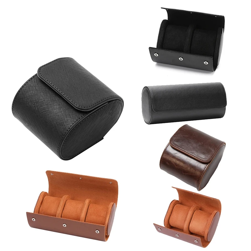 1-Slot Watch Roll Travel Case Portable Vintage Leather Watch Display Case Watch Storage Box Watch Organizers Easy To Use Black S