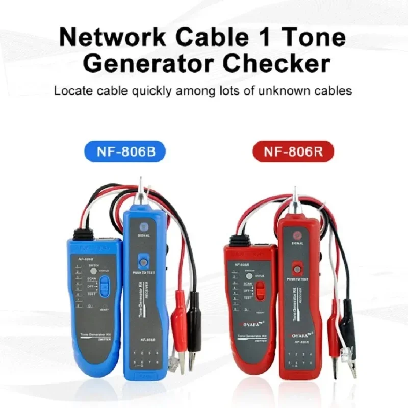 NOYAFA penguji kabel jaringan NF-806R, jaringan LAN Ethernet Tracer kawat tes RJ45 RJ11 lampu LED tahan tegangan