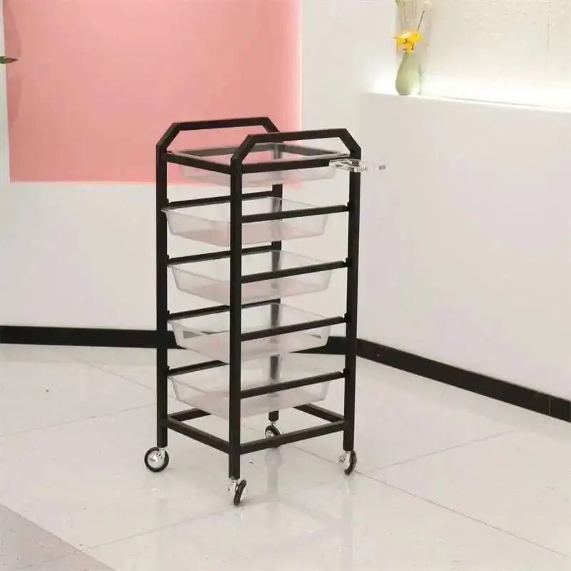 

Foldable Trolley Cart Hair Black Aesthetics Salon Station Hairdresser Beauty Wheels Gold Eyelash Pink Furniture Drawer Drawers