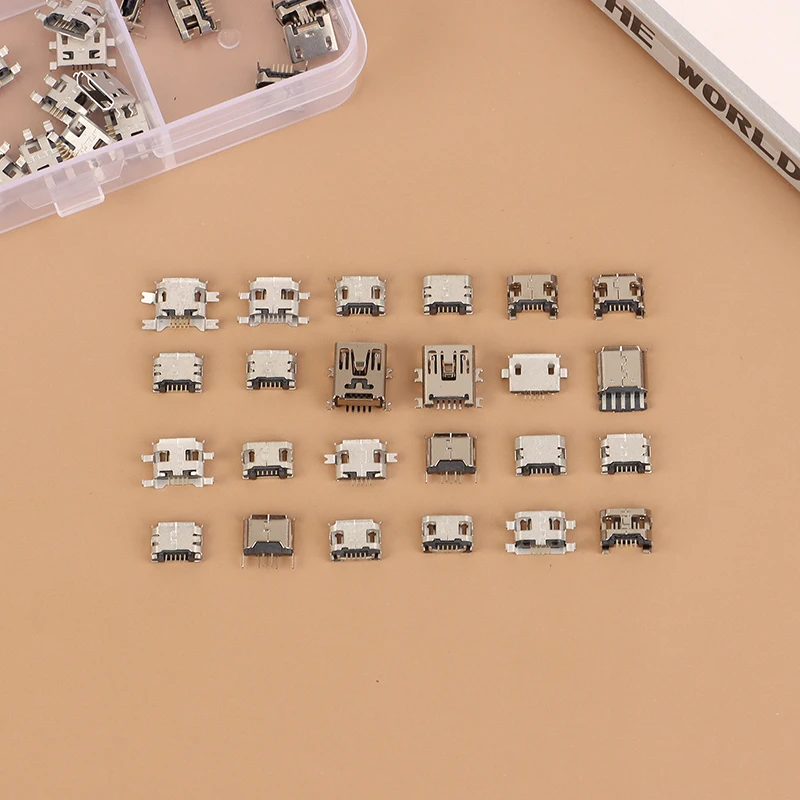 240 Teile/schachtel 24 Modelle Micro USB Stecker Jack Buchse USB Anschlüsse Jack Set Für MP3 Telefon SMD DIP Buchse Kit