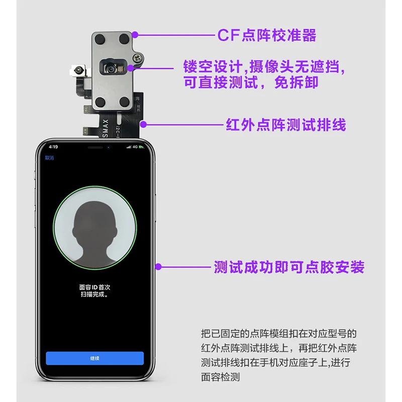 I2Cドットマトリックス器具ドットプロジェクター精度キャリブレートiphone X-13Pro最大シリーズ顔idドットマトリックスpositi修復ツール