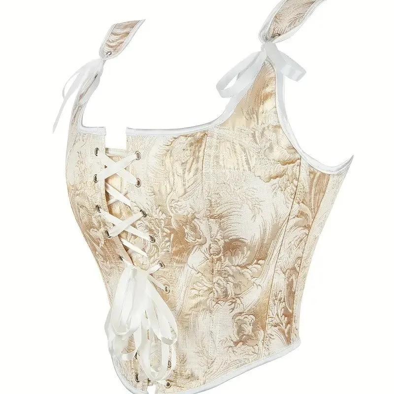 يمكن ربط حزام الكتف المزدوج المطبوع بفيونكة، إنه قميص مثير بدون حمالات وتشكيل الجسم للنساء