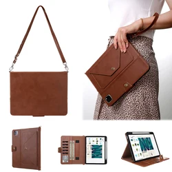 Fashion Women PU Leather Case for iPad 10 Generation Pro 11 12.9 Cases with Pen Holder Strap Card Holders Strap Tablet Accessory