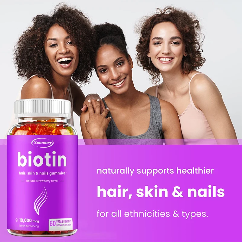 Biotin Gummies 10,000 Mcg - Promotes Hair Growth, Skin and Nail Health