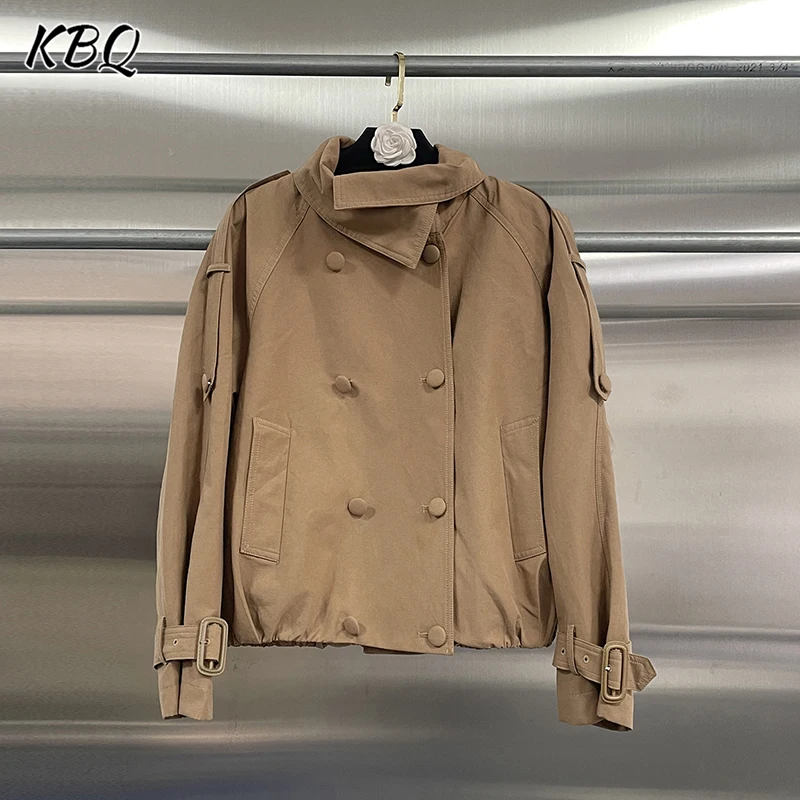 

KBQ solid Spliced Sashes Streetwear Jacket for women Lapel Long Sleeve Loose Korean Gentle design sense Jackets female fahsion
