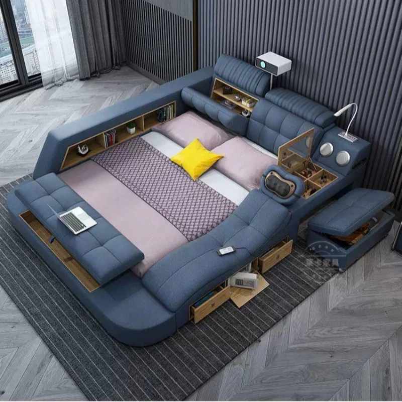 Futuristic Luxury Bed Platform Apartment Master Bedroom Bed Invisible Simple Muebles Para Dormitorio Full Set Furniture