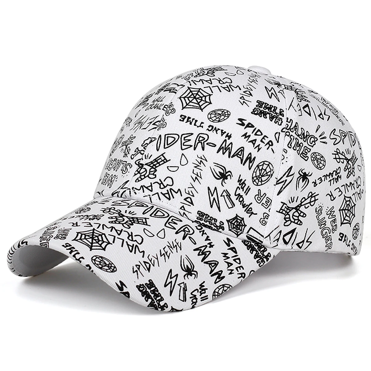 Unisex Spider Graffiti Print Baseball Caps Spring Autumn Outdoor Adjustable Casual Hats Sunscreen Hat