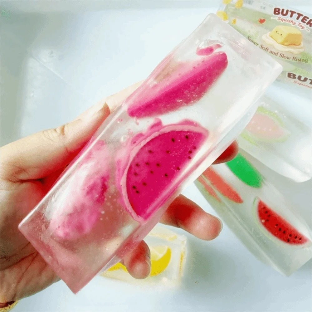 Pinch Transparent Fruit Bar Squishy Moldable Soft Fruit Strip Squeeze Slow Rebound Slow Rising Fruit Bar Fidget Gifts