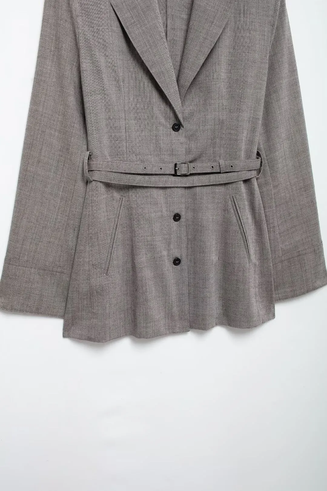 Tangada 2024 Women Gray Elegant Blazer Jacket With Slash Buttons Long Sleeve Ladies Suit BE0261