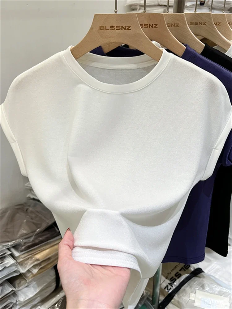 New Summer Top Sexy T Shirt Women Elasticity T-Shirt Korean Style Woman Clothes Slim Tshirt Female Skinny Short Sleeve Tops Tee