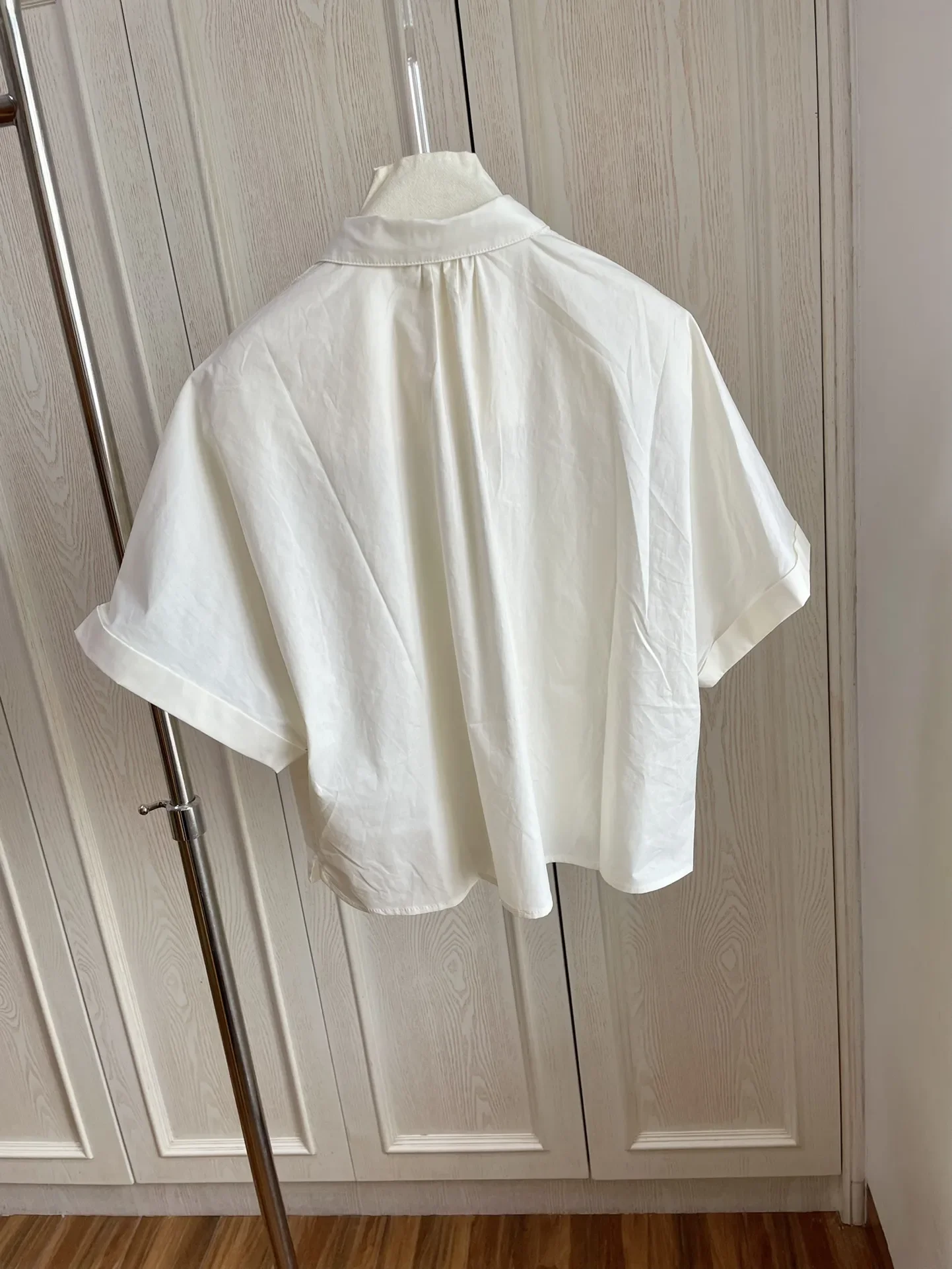 Dames Zwaar borduurpakken Grote zakken Korte mouw Turn-down kraag Shirt + elastische taille Shorts Casual 100% katoenen set