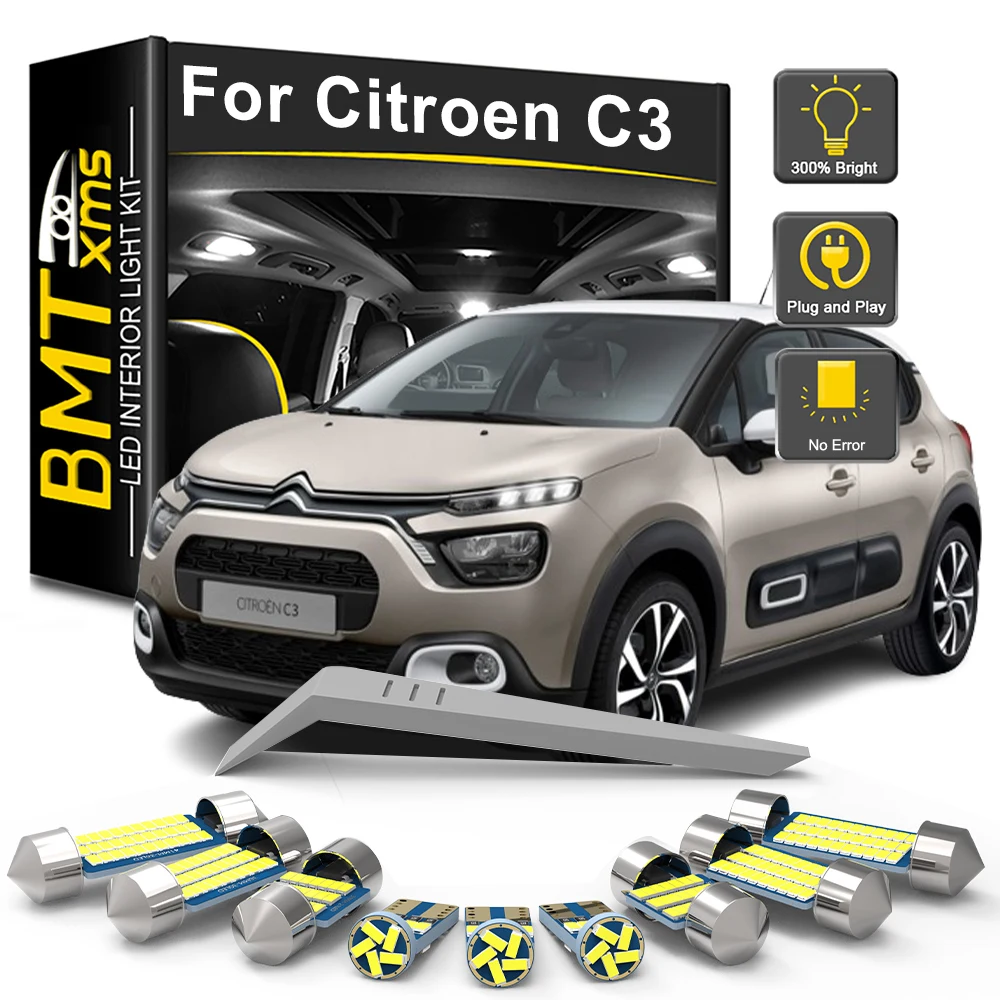 BMTxms Canbus For Citroen C3 MK1 MK2 MK3 2002-2018 2019 2020 2021 2022 Car LED Interior Light Bulb Kit LED Indoor Dome Trunk