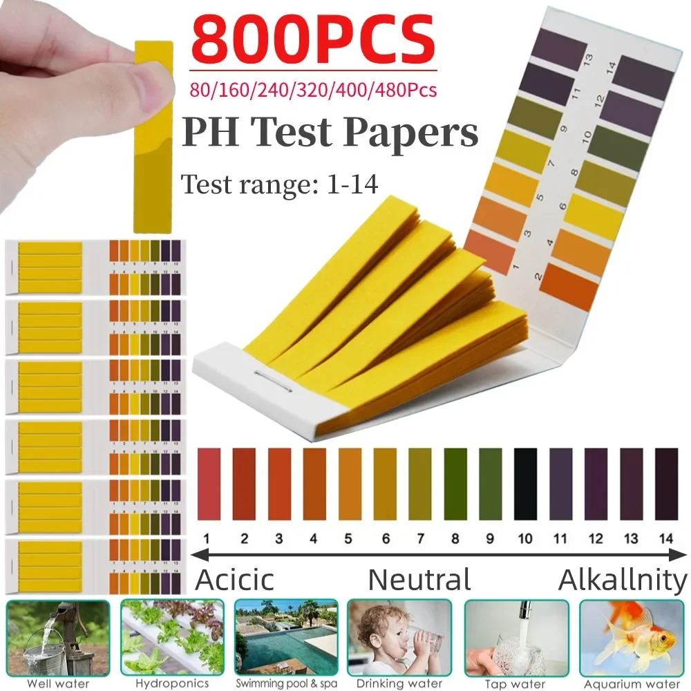 80-800 pz professionale 1-14 PH Litmus Paper Ph Meter indicatore strisce reattive cosmetici per l\'acqua strisce reattive per acidità del suolo