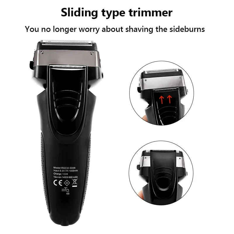 USB Rechargeable Electric Shaver Stainless Steel Shaving Machine Men 3D Triple Floating Blade Razor Shaver Barber Trimmer