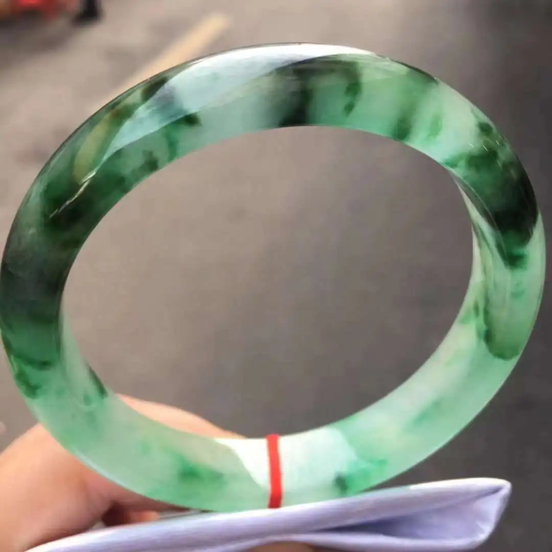 Myanmar Jadeite Ice Transparent True Color Floating Flower Perfect Bracelet Emerald Jade Bangle Fine Class A Jewelry Hand Ring