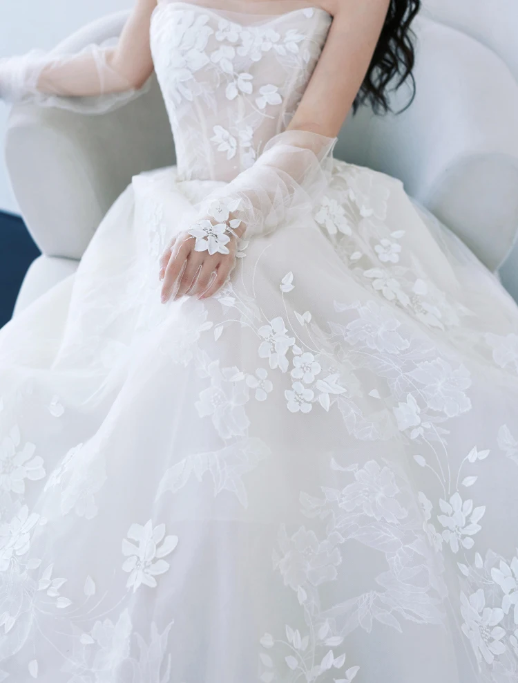 Superbes robes de mariée en dentelle robes de mariée chérie fermeture éclair/à lacets dos balayage Train accepter sur mesure L & P DQL Studio