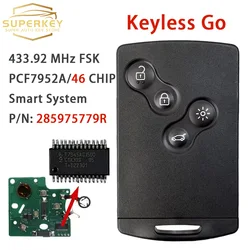 SUPERKEY per Renault Megane III 2009-2015 Fluence Laguna III Scenic 2010 Smart Card chiave per auto 433MHz PCF7952A vivavoce senza chiave