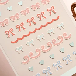 Korean Import Brand Suatelier Pink Silk Ribbon Bow Tie Mini Sticker Scrapbooking Diy Journaling Diary Stationery Sticker 121