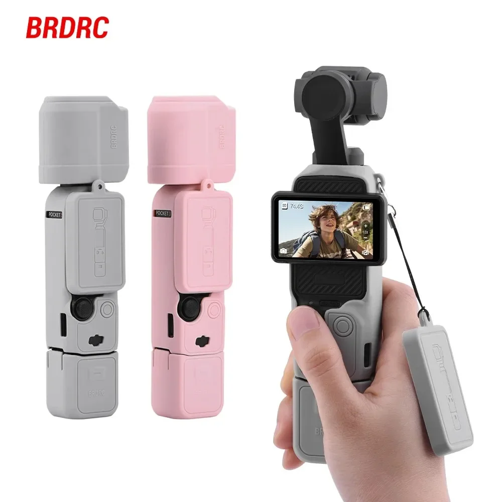 BRDRC Silicone Case Anti-bump Cover for DJI Osmo Pocket 3 Gimbal Camera Anti-Scratch Handle Soft Protective Case Lens Cap