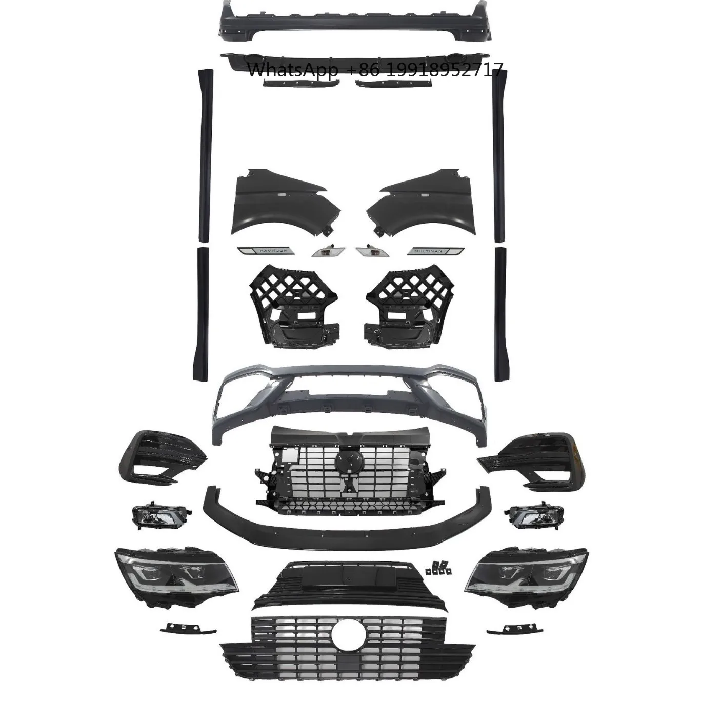 High Quality PP Body Kit for VW MULTIVAN Transporter T6 2015-2019 Old to New T6.1 Sport 2019-2022 Style Conversion Kit JJ775