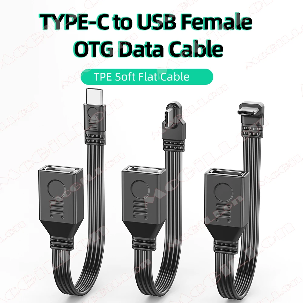 

USB C to USB A Adapter OTG Cable 90 Degree Type C Male to USB 2.0 Female Cable for MacBook Pro Samsung Xiaomi Laptop Tablet PC