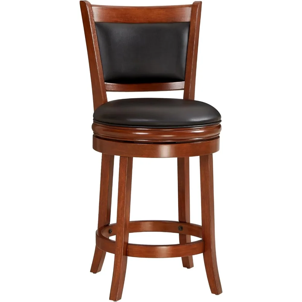 Swivel Counter Height Barstool 24 Inch Seat Height Cherry Set of 1