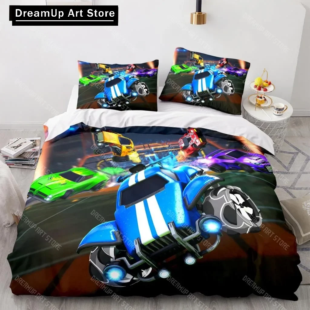 طقم سرير Rocket League مفرش سرير فردي مزدوج كامل الملكة كينج الحجم سيارة Rocket League طقم سرير غطاء لحاف غرفة نوم الأطفال