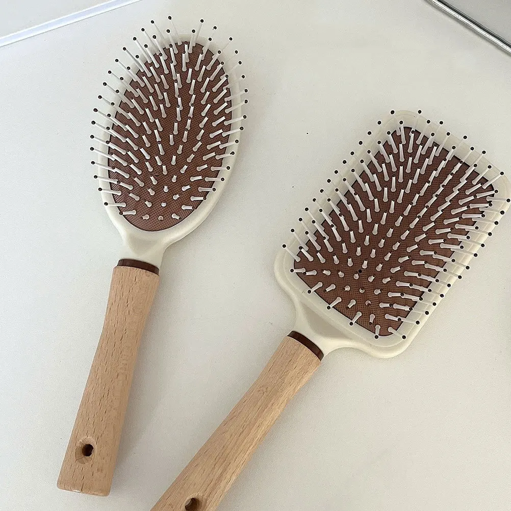 

Scalp Massage Portable Hair Brush Wooden Handle Detangling Brush for Curly Thick Hair Soft Bristles Travel Hairbrush for Women