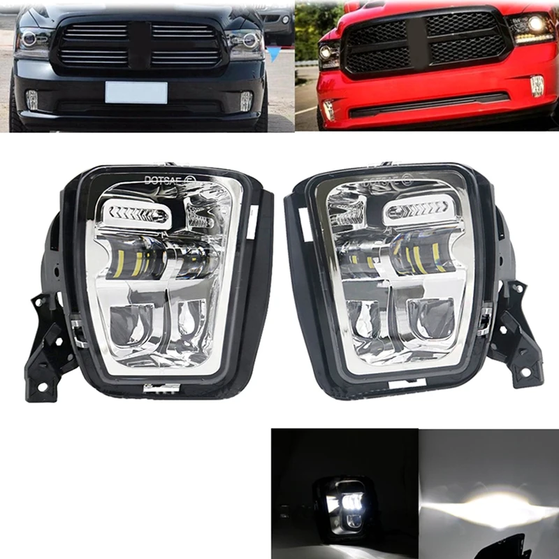 

For Dodge Ram 1500 2013-2018 LED Fog Lights White DRL Bumper Driving Lamps Waterproof Car Accessories 12V