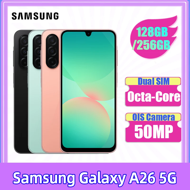 Samsung Galaxy A26 5G, สมาร์ทโฟน, 6.7", หน้าจอ AMOLED, กล้อง 50 MP, 120Hz, 5000 mAh, IP67