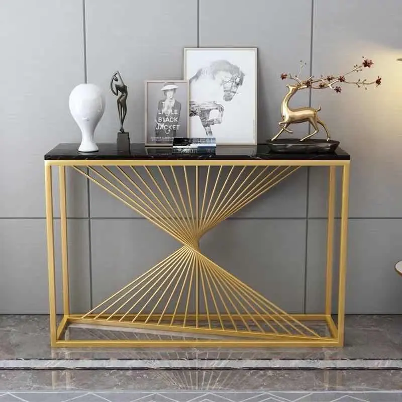 Nordic gold marble entrance table against the wall strip entrance table decoration gold