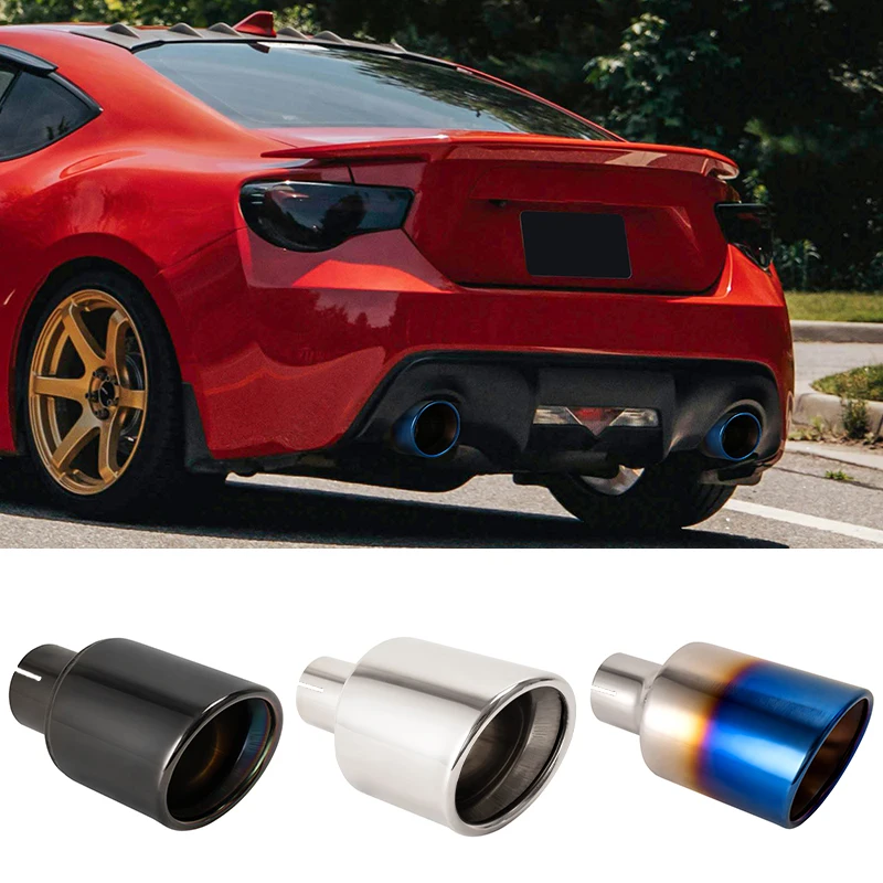 54mm 63mm Inlet Car Exhaust Muffler Pipe Stainless Steel Bevel Brunt Blue Black Auto Rear Tail Throat Car Accessories