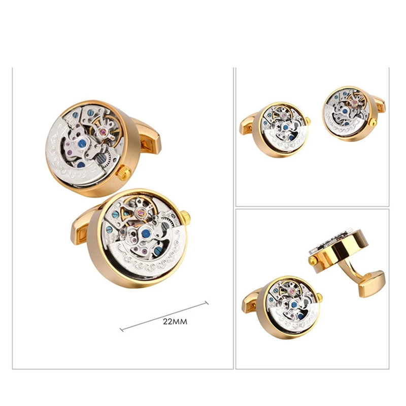 Movement Cufflinks Gear Precision Carving Fully Automatic Mechanical French Shirt Cufflinks Men's Sleeve Nails