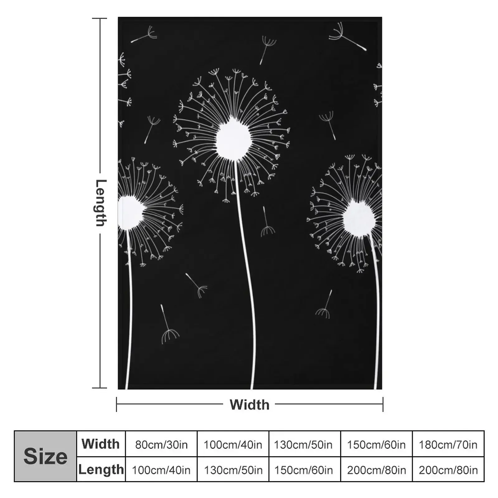 White Dandelion Pattern Throw Blanket Custom Furry decorative For Decorative Sofa Blankets