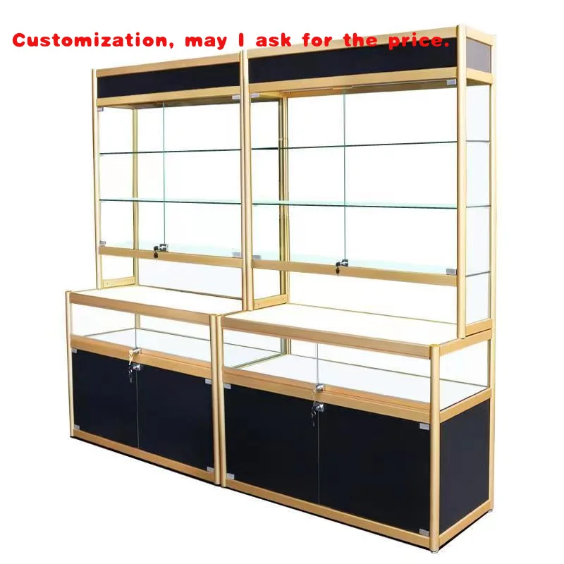 

custom.High-end Cabinet Luxury Multi-layer Aluminium Glass Display Showcases with LED Light MDF Aluminum Alloy Glass showc
