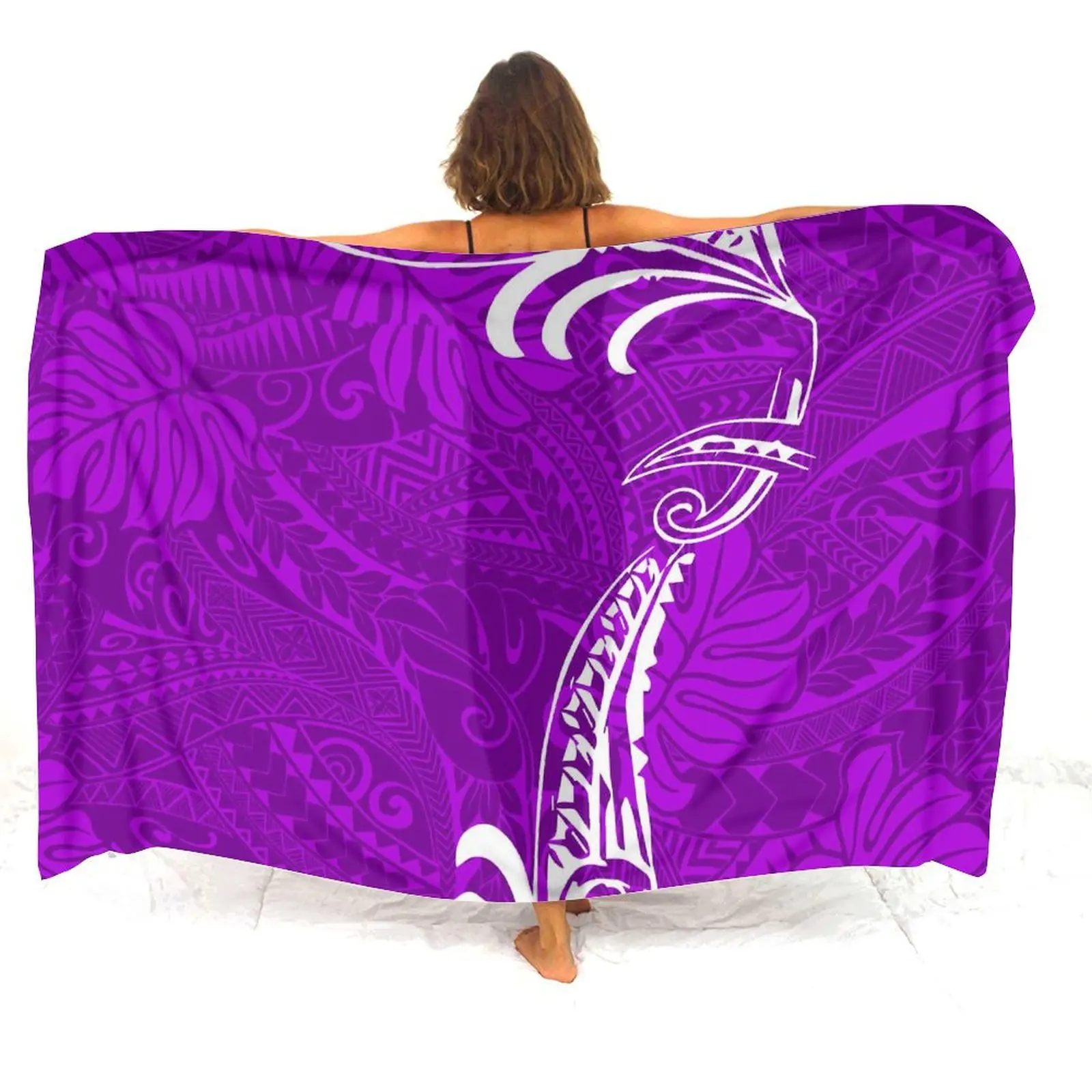 ชายหาดบิกินี่ Art การปรับแต่งพิมพ์ One Piece Sarong Polynesian กระโปรงผู้หญิงผ้าคลุมไหล่วันหยุด Headscarf Elegant Island Sarong