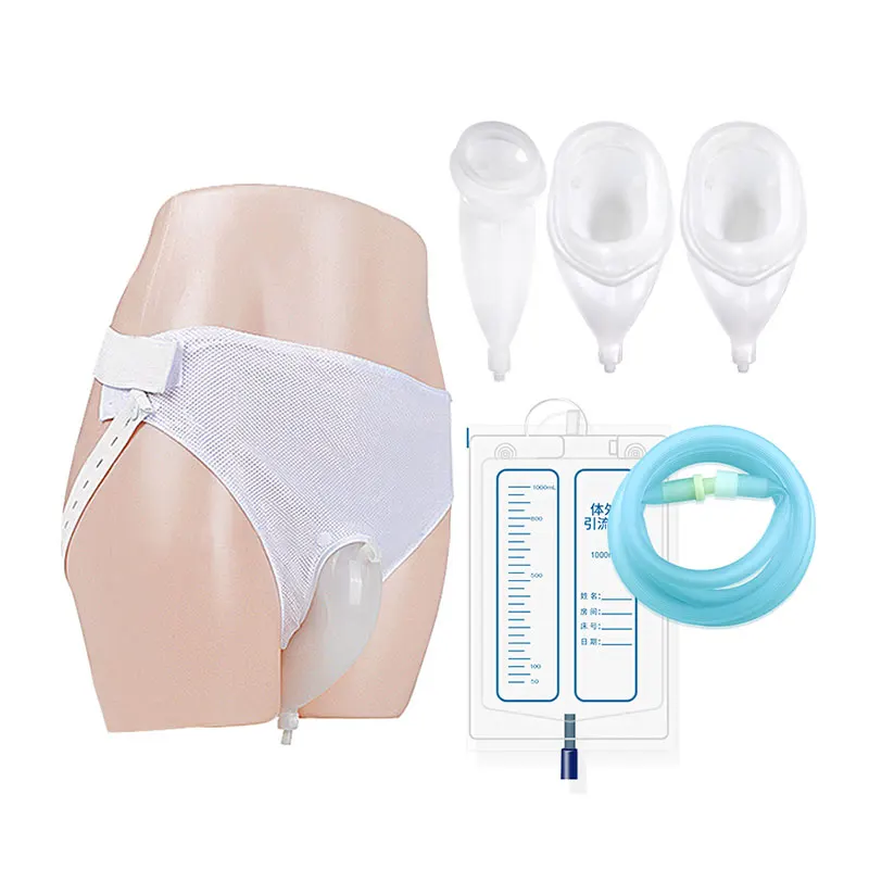 Silicone Adult Urine Collector with Urine Catheter Bag for Male Female Old Men Toilet Pee Loo+2 Urine Bag for Bedridden Patients