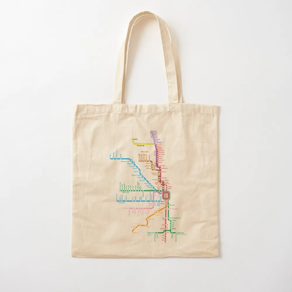 

Chicago Trains Map Tote Bag Canvas shoulder bag shopping trolley bag Women's shopper Canvas Tote