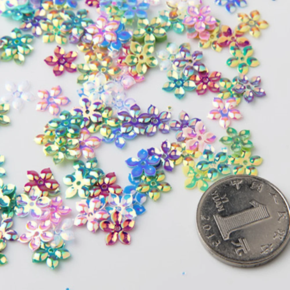 230pcs/10g Mixed Color 10mm Flower Shape PVC Loose Sequins Glitter Paillettes For Nail Art Manicure Sequin Sewing Decor Confetti