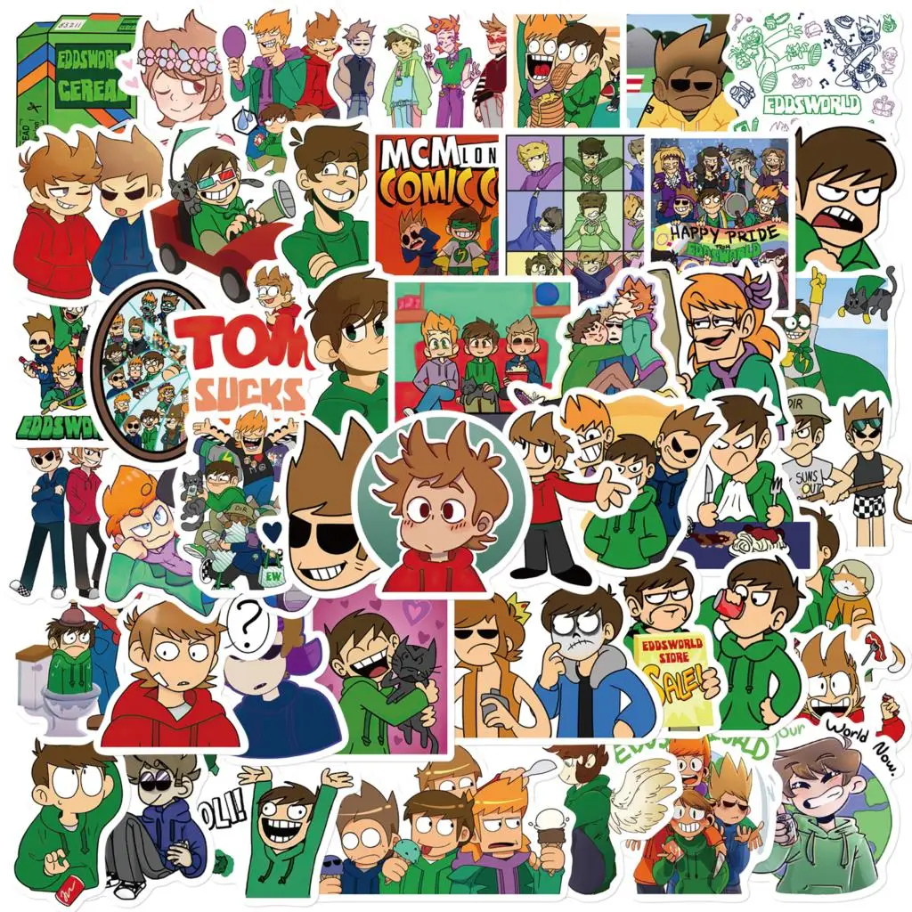 52 шт. Мультяшные креативные наклейки Eddsworld «сделай сам», скейтборд, холодильник, гитара, ноутбук, мотоцикл, путешествия, Классическая Игрушка, крутые наклейки