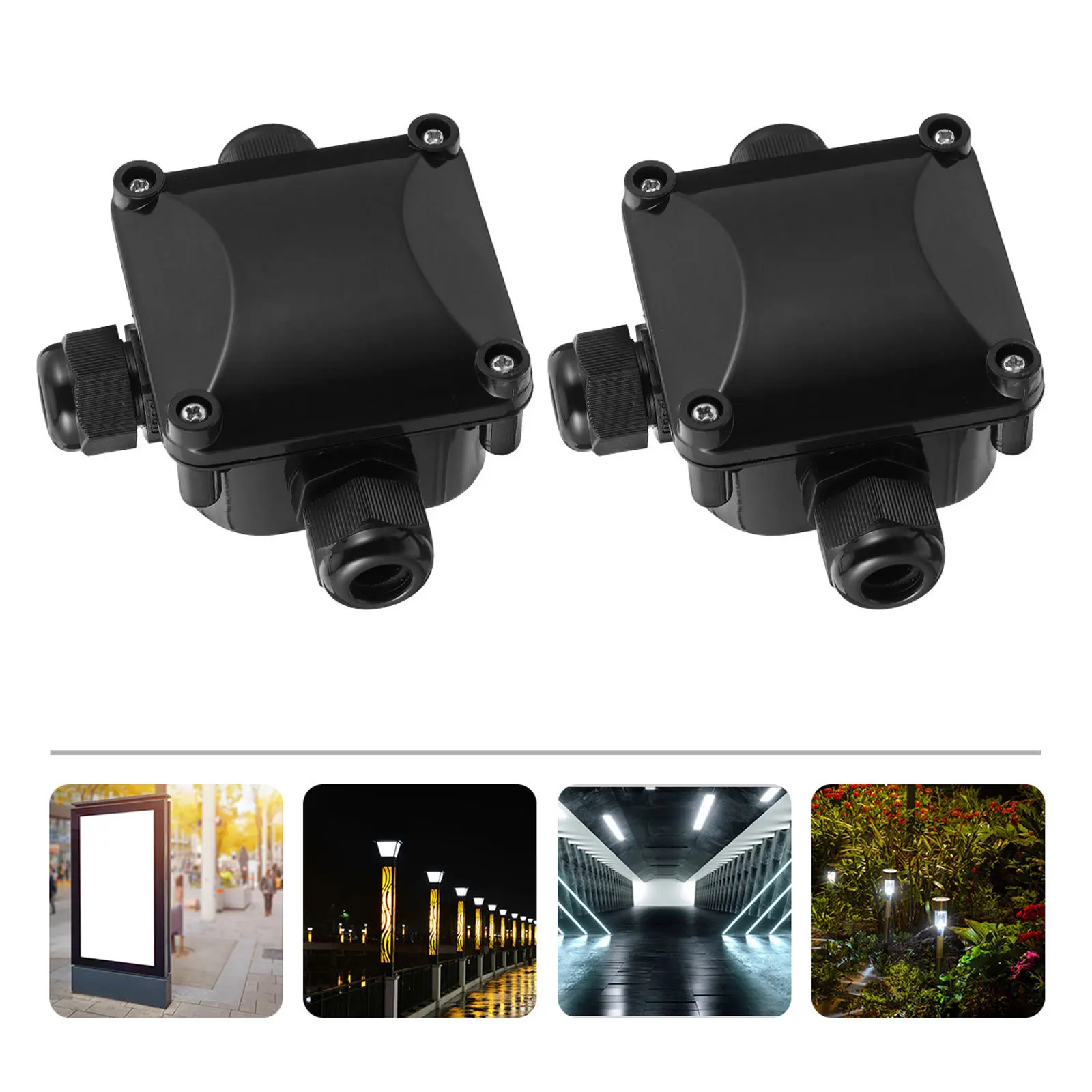 5Pcs IP68 Outdoor Waterproof Junction Box Black 3-Way Cable Connector Electrical Cable Connector Box Junction Case