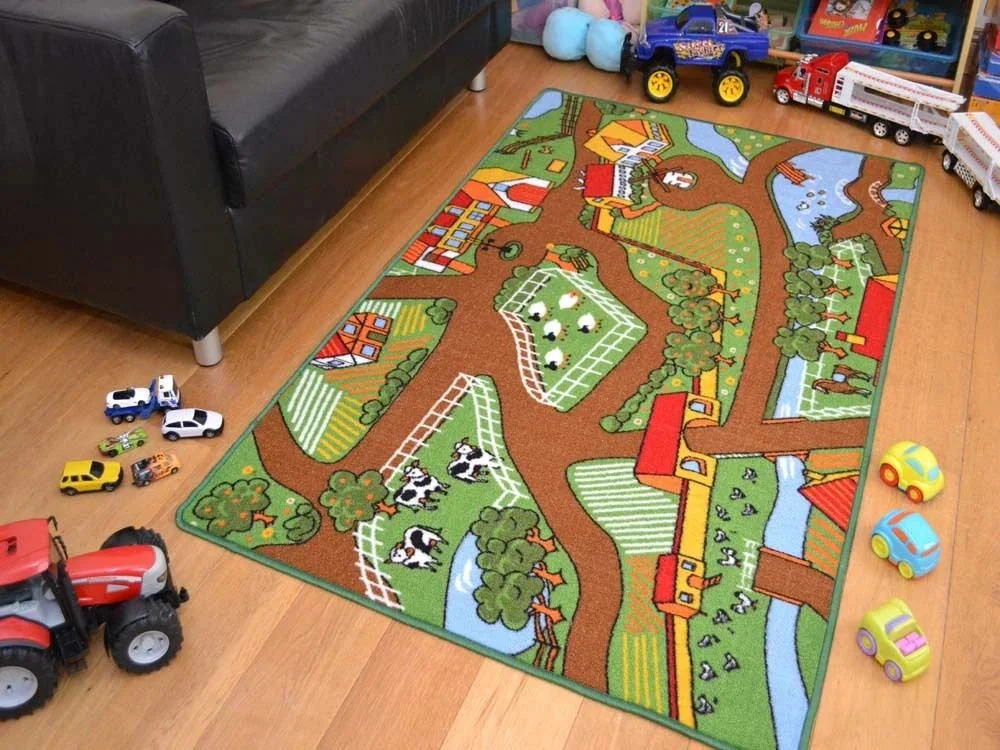 Kids Play Non Slip Farm Land Animals Theme Mats Fun Farm Animals Home Decor Rugs Children\'s Living Room Non-slip Rugs