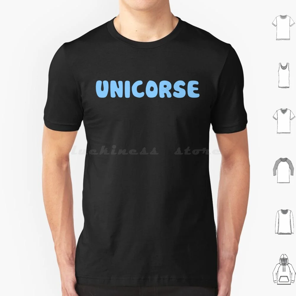 Camiseta de unicornio de algodón para hombres y mujeres, estampado artesanal de unicornio y Bingo, papá, niños, perro de dibujos animados, Bandit Heeler, Unicorse Blue Heeler