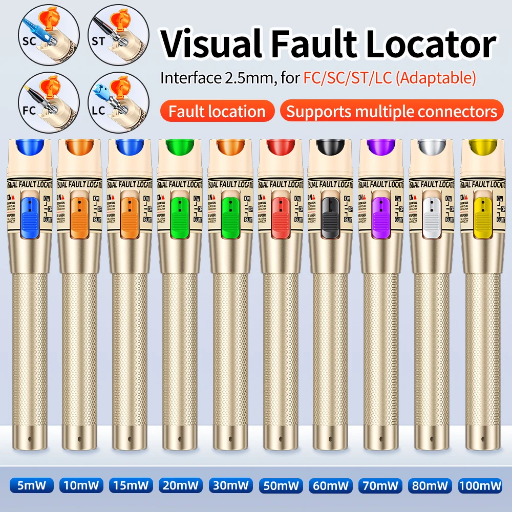 

SAIVXIAN FTTH Fiber Optic Cable Tester Pen 5/10/20/30/50/60/70/80/100mw Visual Fault Locator SC/FC/ST 2.5mm Interface VFL