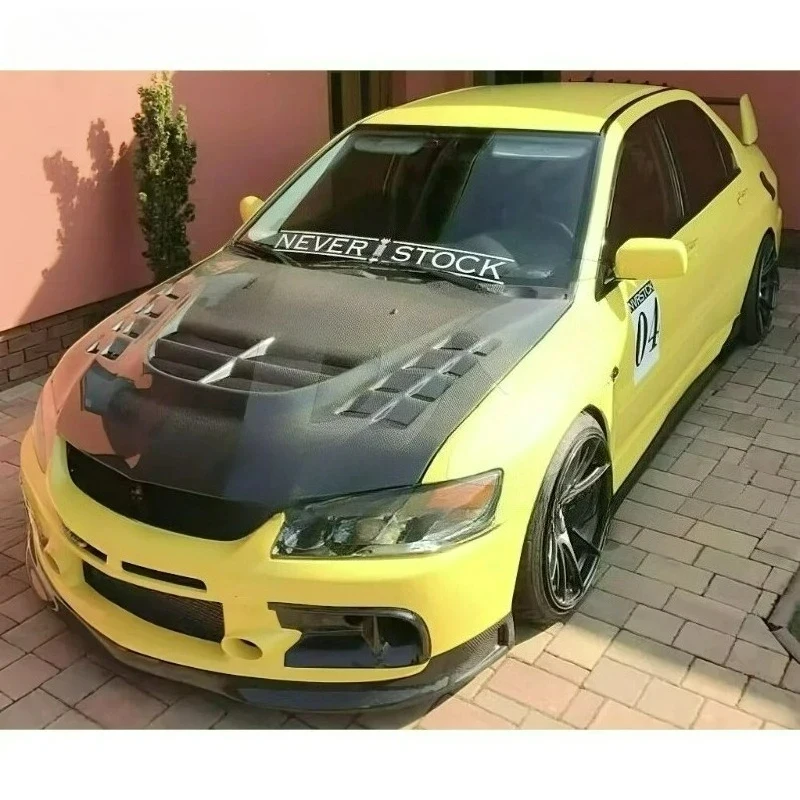 High-Quality FOR Mitsubishi Lancer Evolution Evo 7 8 9 Volt-Style Carbon Fiber Ventilated Hood