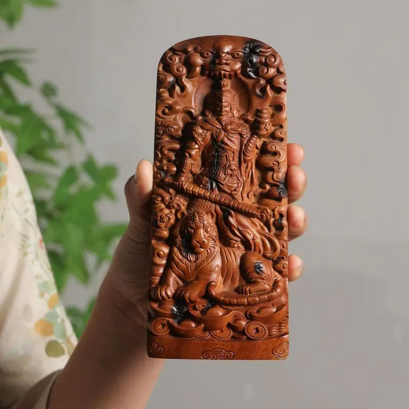 -struck martial god Zhao Gongming's natural , double-sided relief jujube wood talisman, Five Thunder